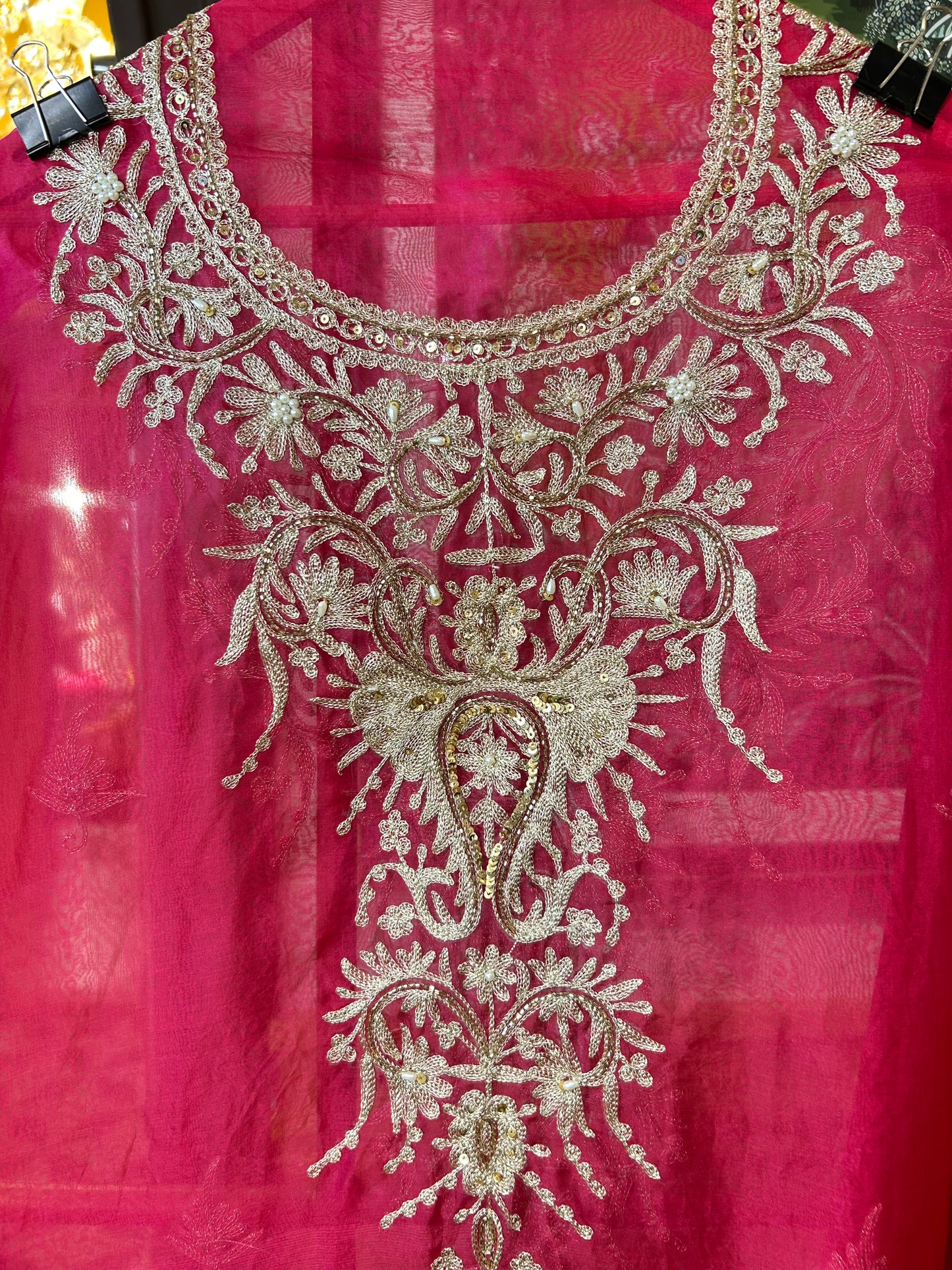 Zarqa Aari Organza Suit