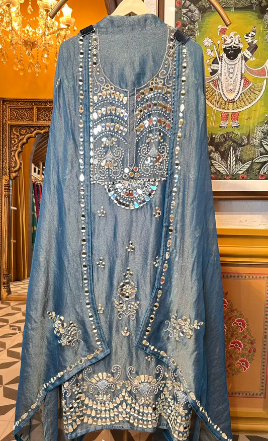Sitaaron Ka Jaal Suit (Peacock Blue)