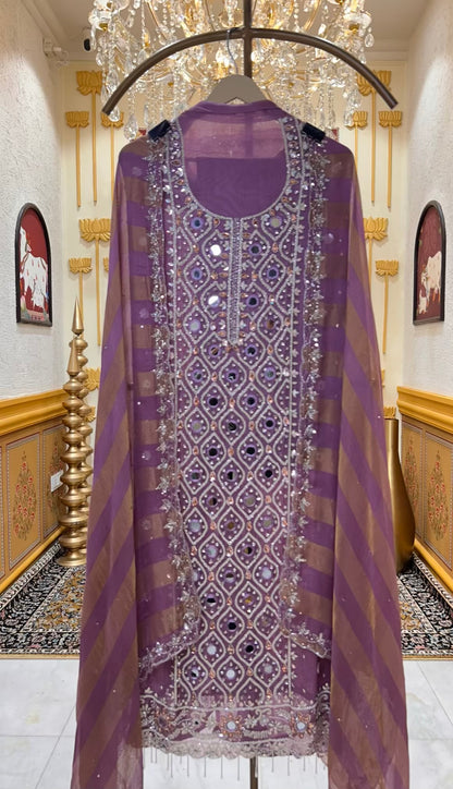Husna Karigari Banarasi Suit (Purple)