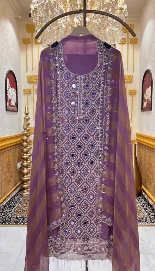 Husna Karigari Banarasi Suit (Purple)