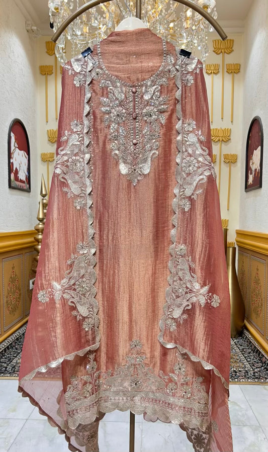 Aayra Organza Veil Suit (Mauve)