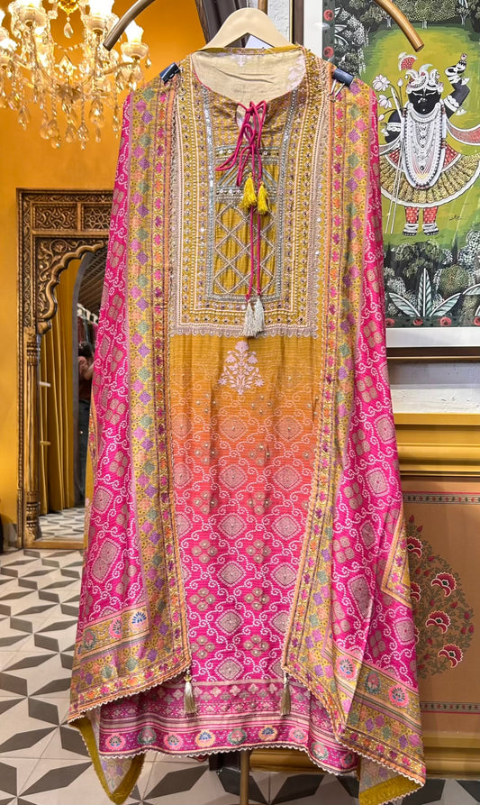 Taabir-é-Bandhej Suit (Mustard)