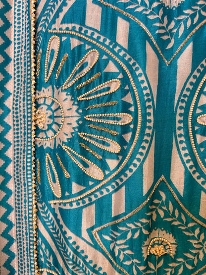 Taabir Printed Suit (Turquoise)
