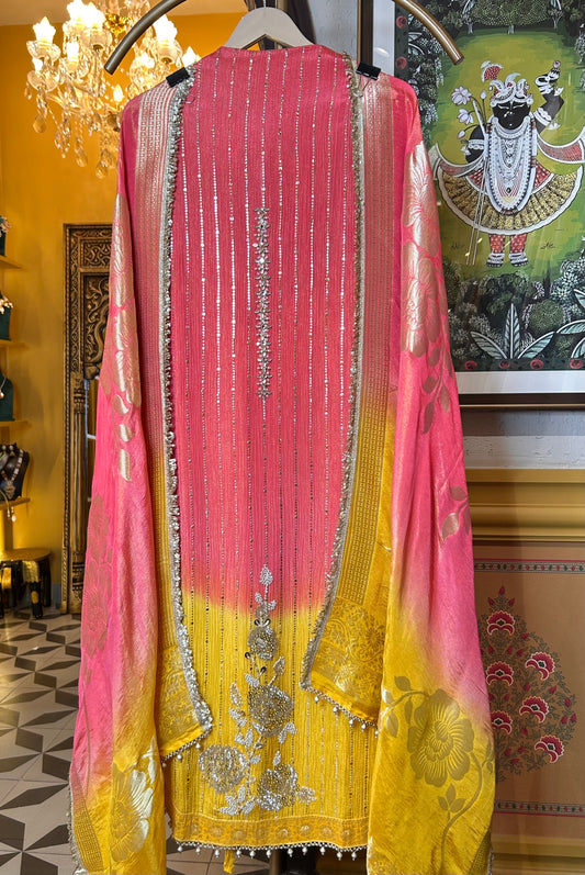 Gulbadan Crush Tissue Suit (Pink)