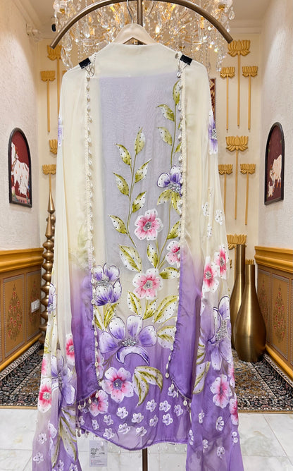 Meheraa Hand Painted Suit (Light Purple)