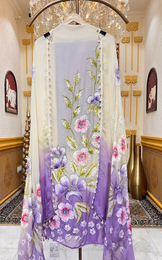 Meheraa Hand Painted Suit (Light Purple)