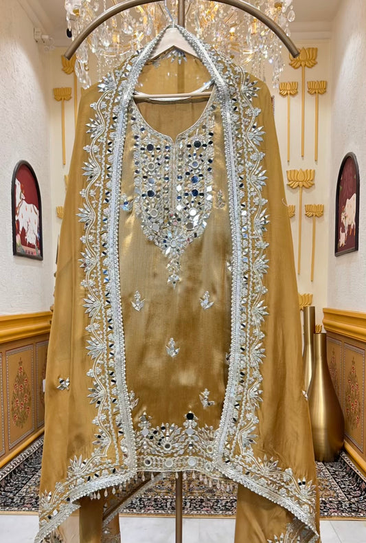 Afsara Aaina Gharara Luxe (Golden)