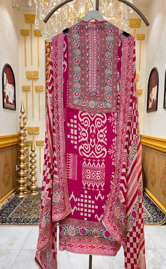 Sarvani Ikkat Tara Suit (Pink)