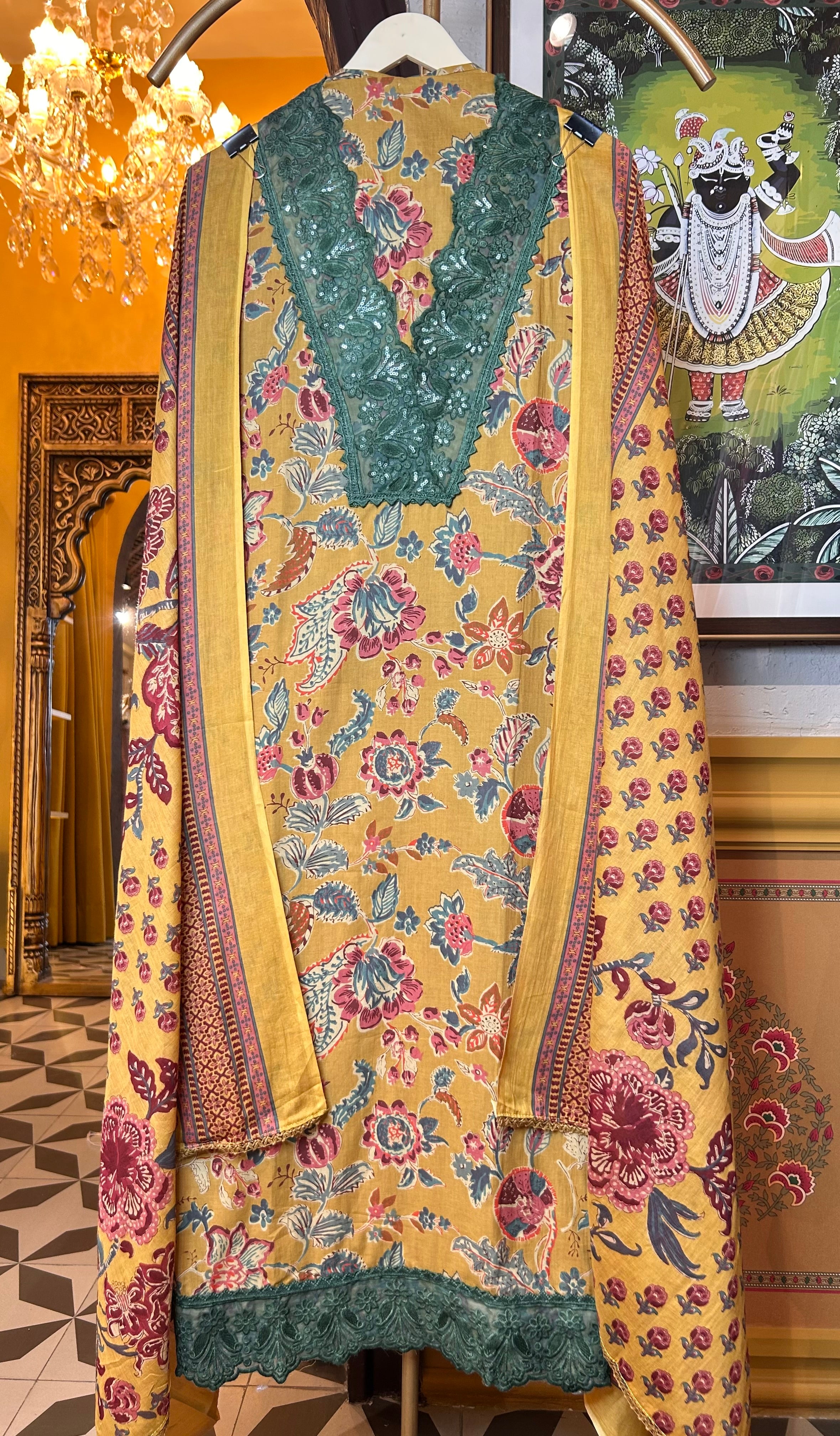 Rimjhim Cotton Suit (Mustard)