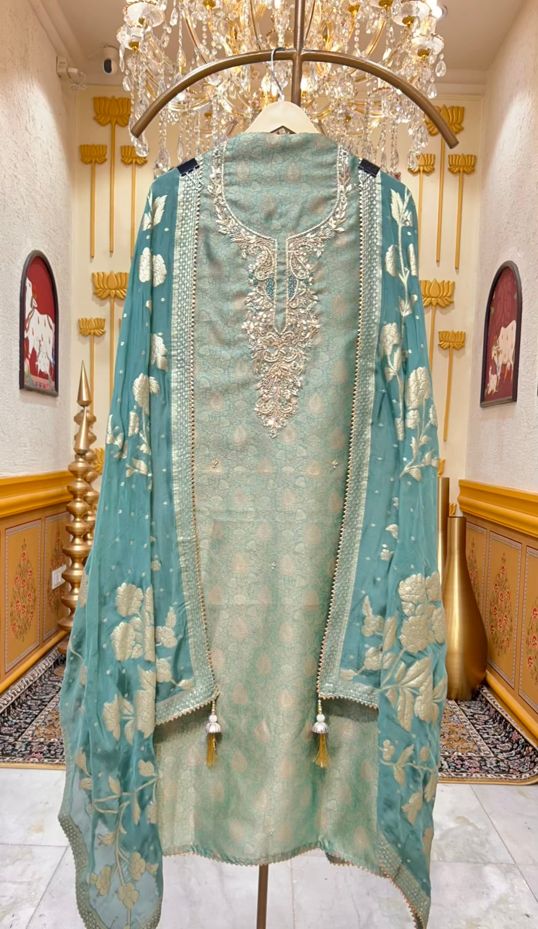 Zareesha Brocade Noor Suit (Green)