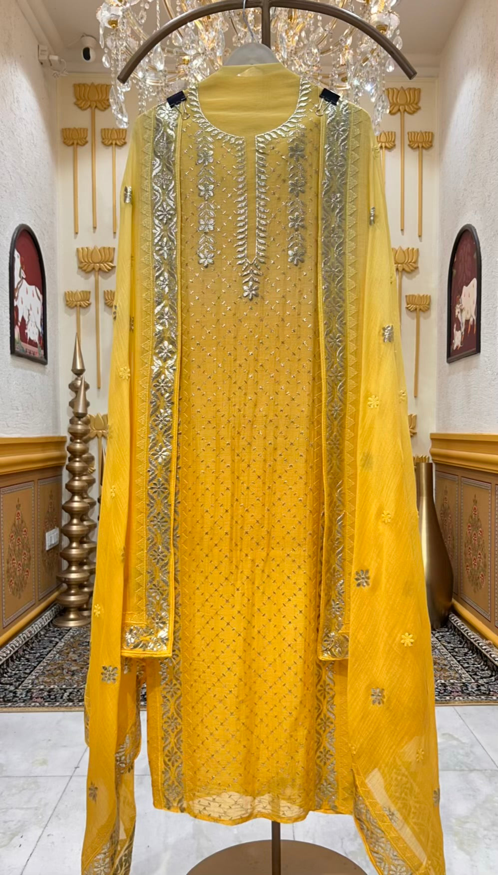 Zoraya Golden Zari Chanderi Suit