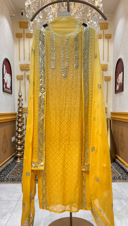 Zoraya Golden Zari Chanderi Suit