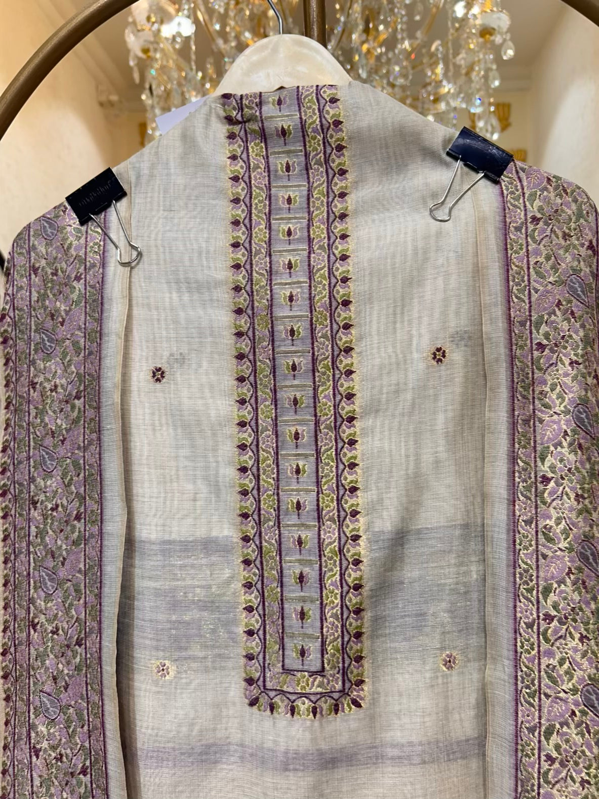 Ishmira Jamdhani Noor Suit (Beige & Purple)