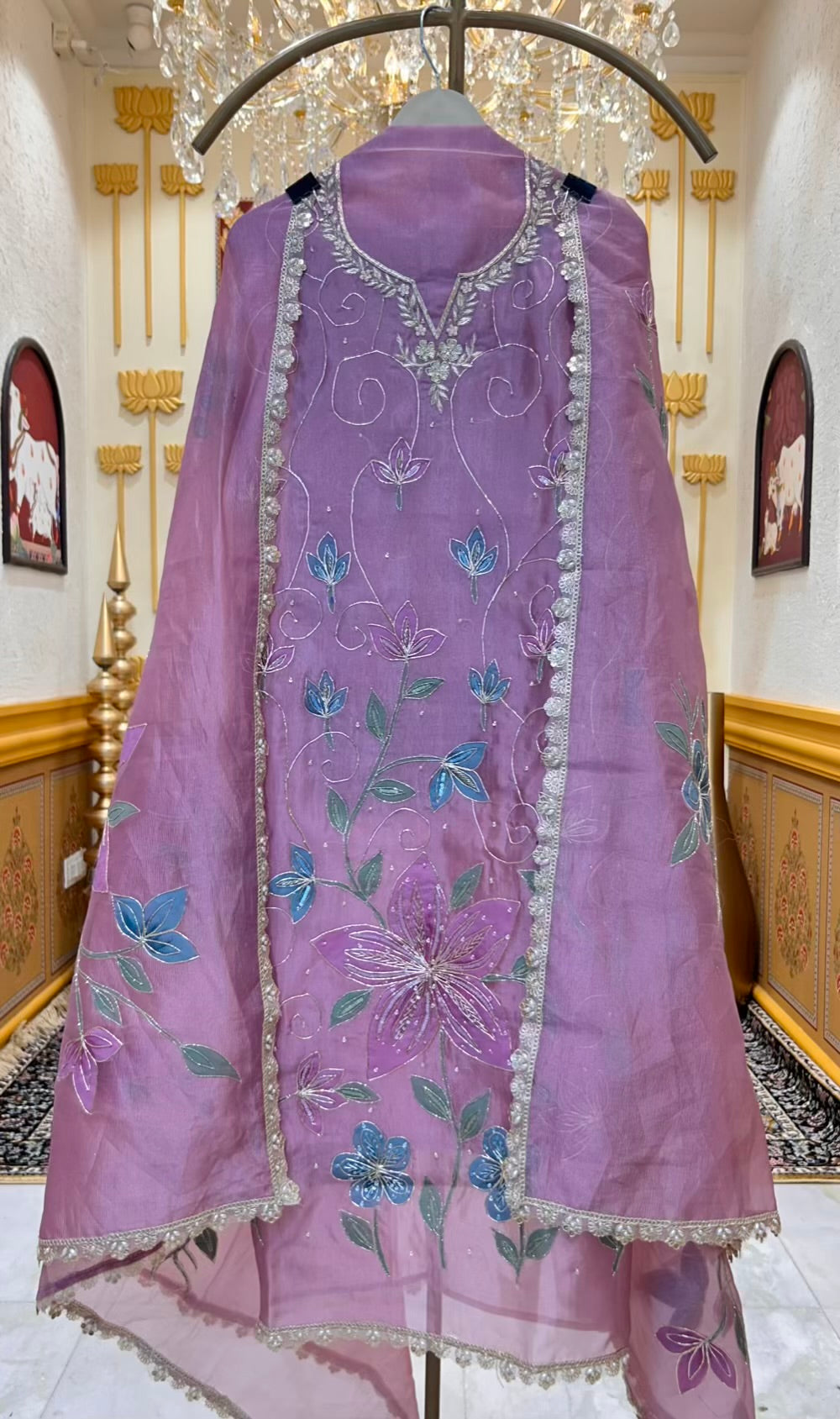 Sarvika Gota Jhalar Suit (Mouse)