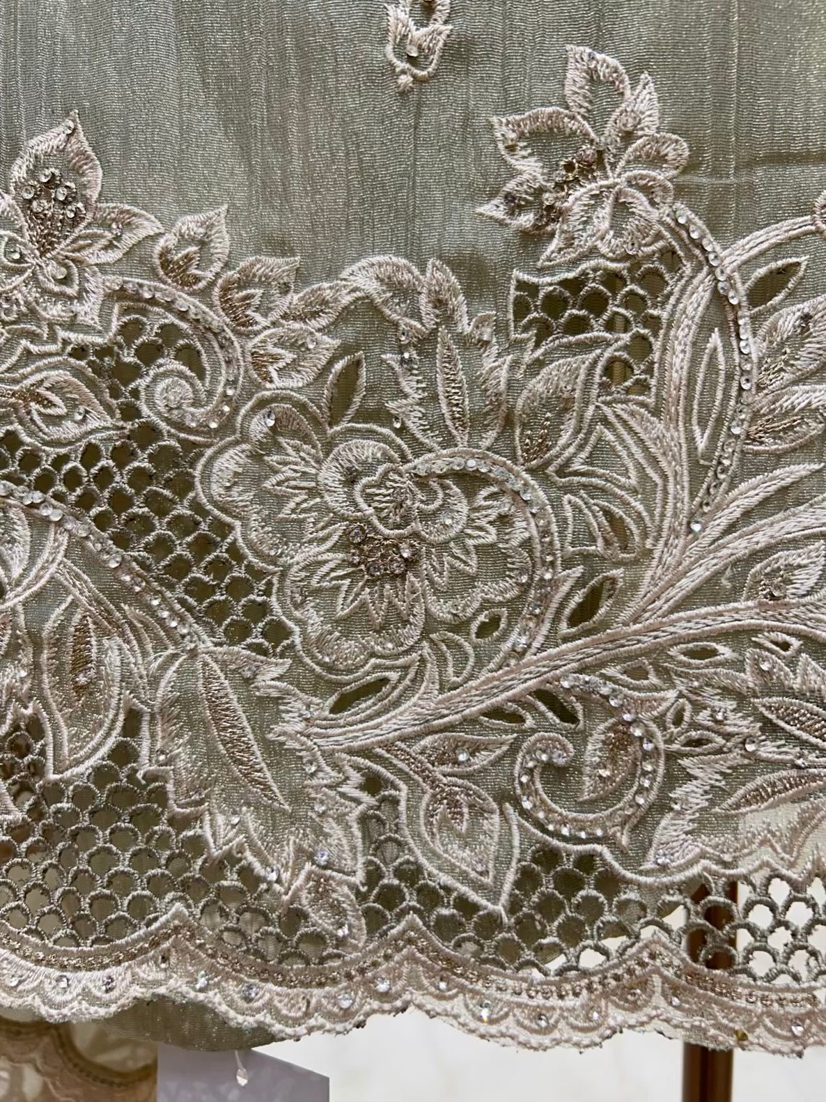 Naazira Crystal Cutwork Suit (Pista Green)