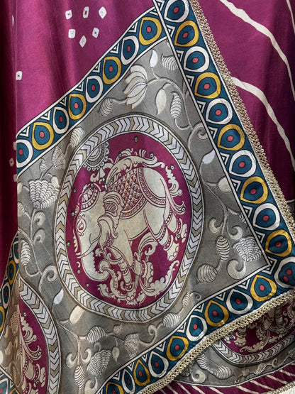 Mehrya Silk Print Élan Suit (Purple)