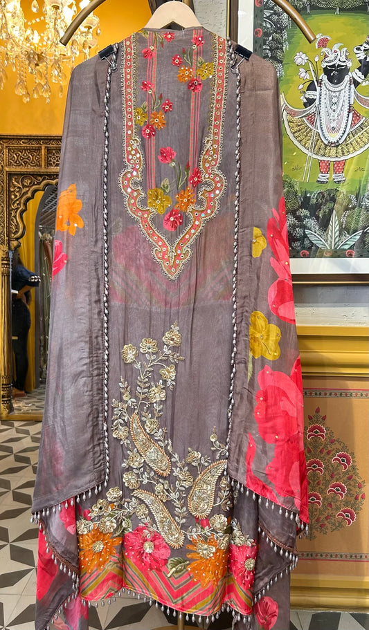 Leher-e-Noor (Grey)