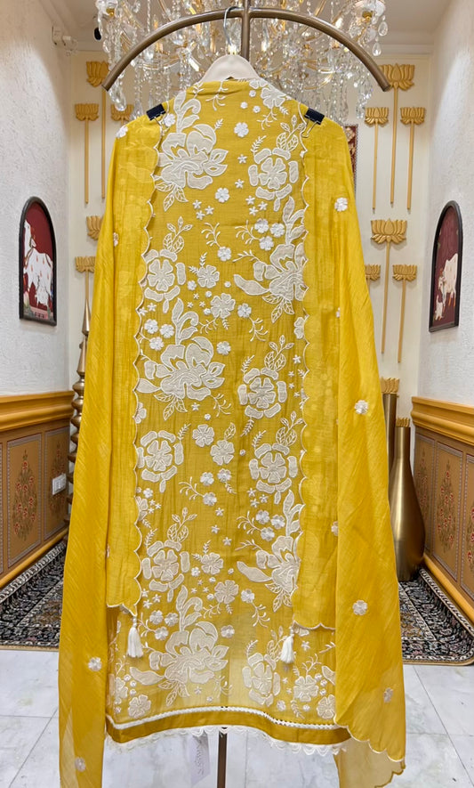 Aafiya Moti Mul Suit (Mustard)
