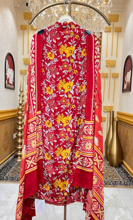 Meheriya Print Veil Suit (Red)