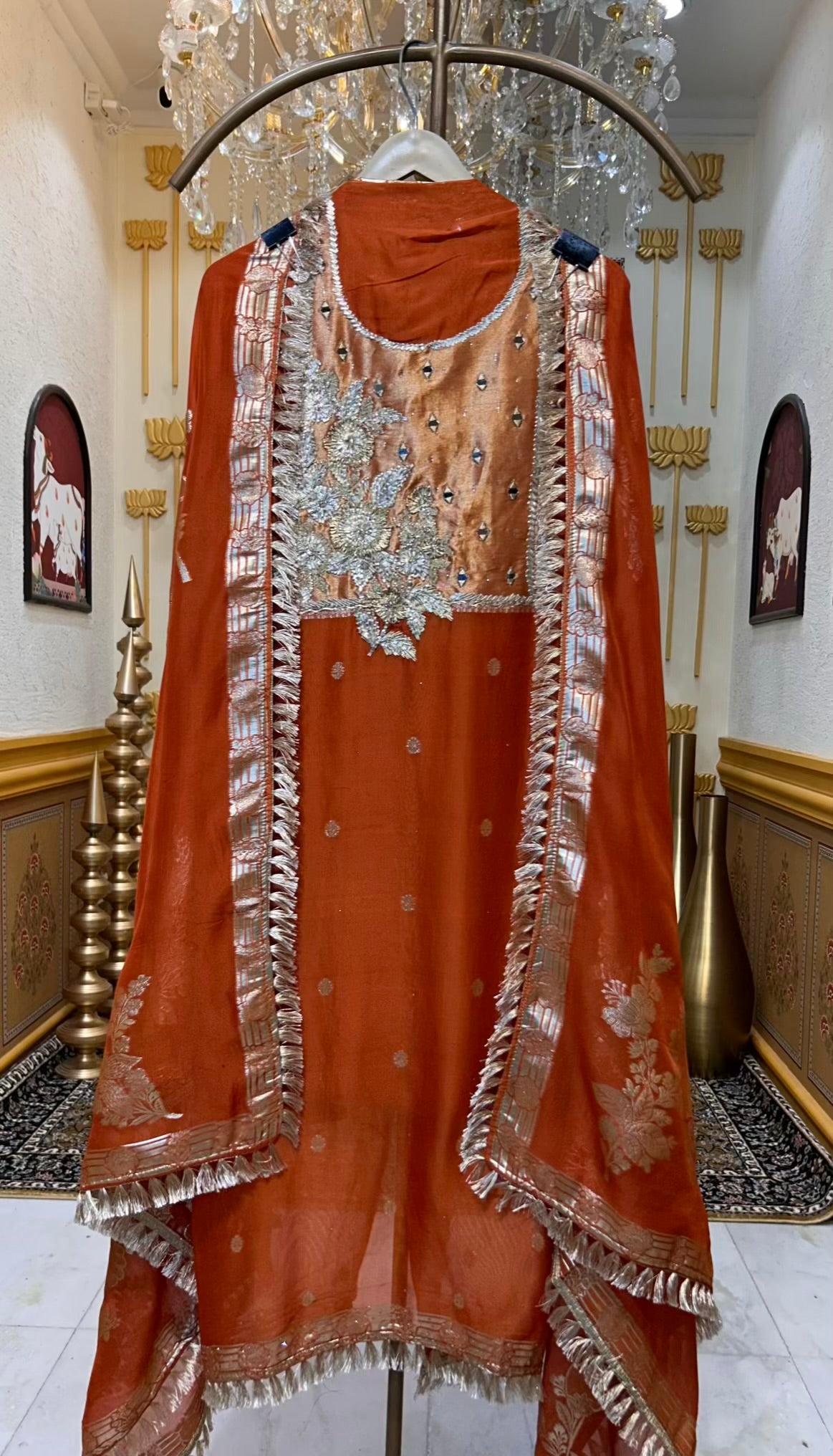 Shahvira Gota Mahal Suit (Rust)