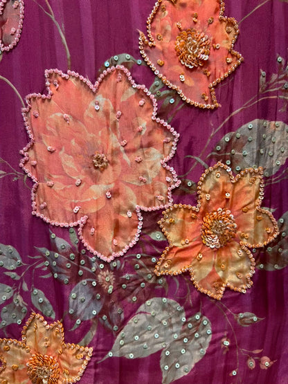 Mehira Sequin Bloom Suit (Maroon)