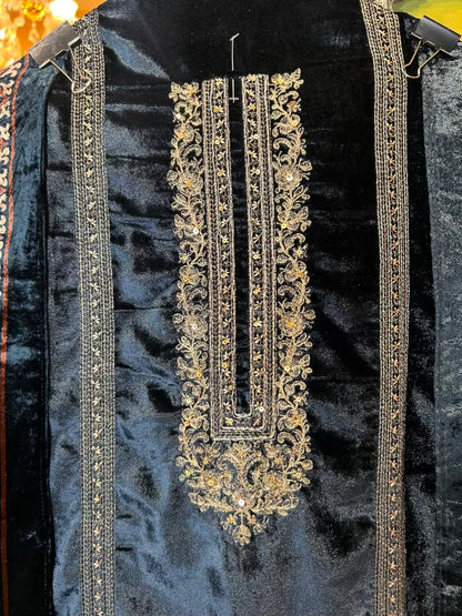 Hoorain-é-Velvet Suit (Peacock Blue)