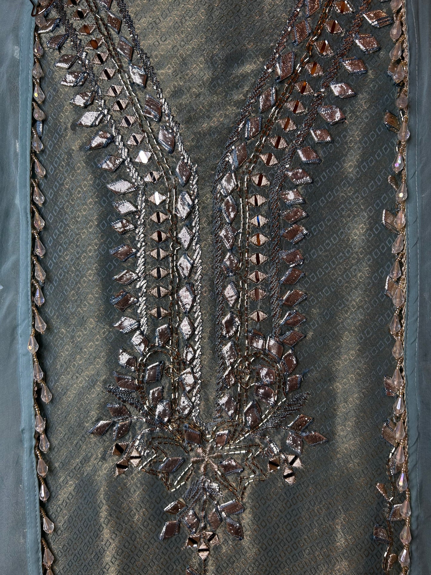 Saanvari Shimmer Organza Suit (Blue)