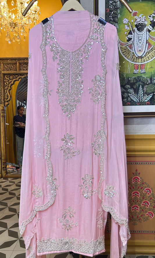 Zeba Organza Suit (Pink)