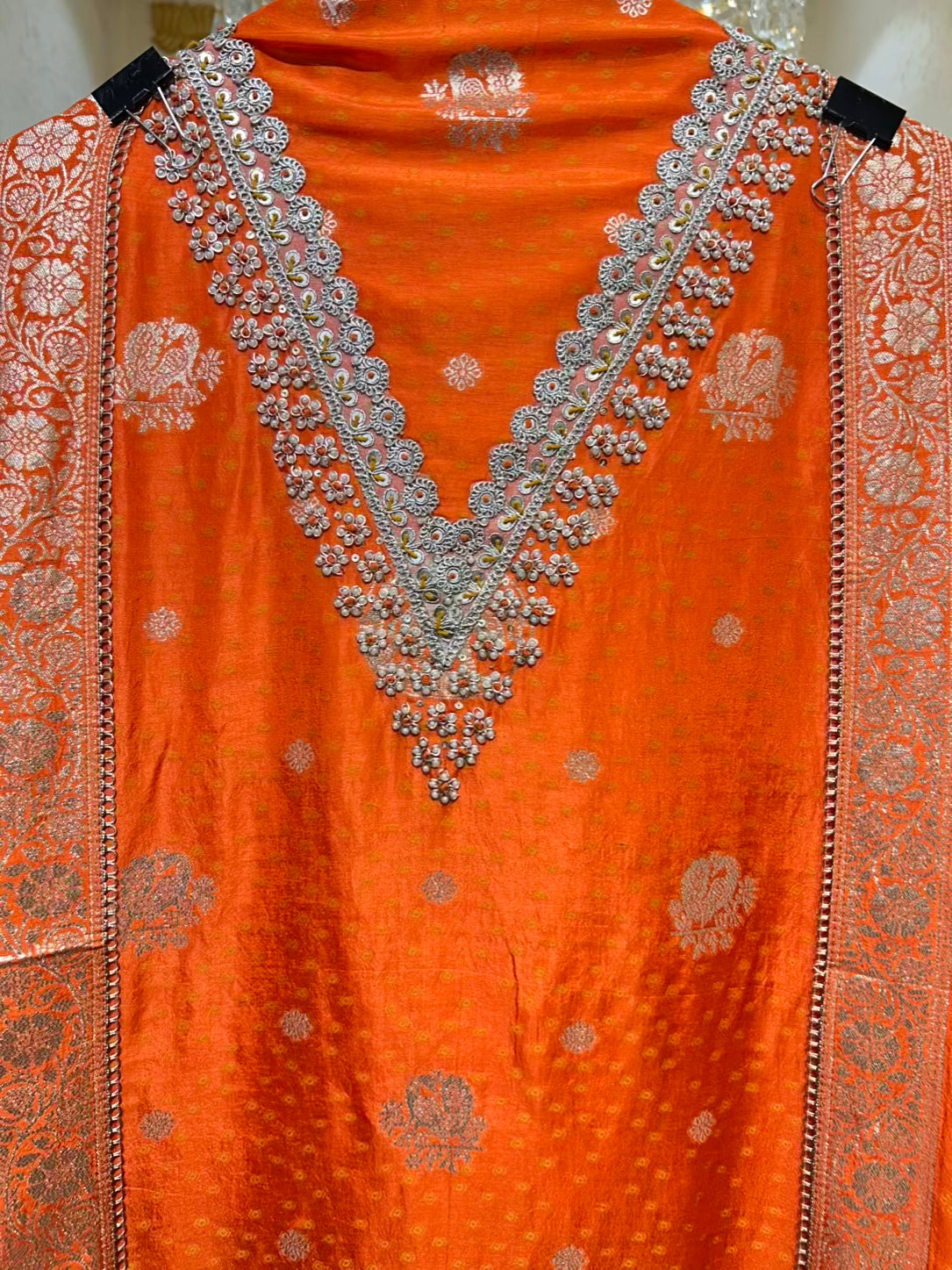 Afsara Banarasi Taj Suit (Orange)