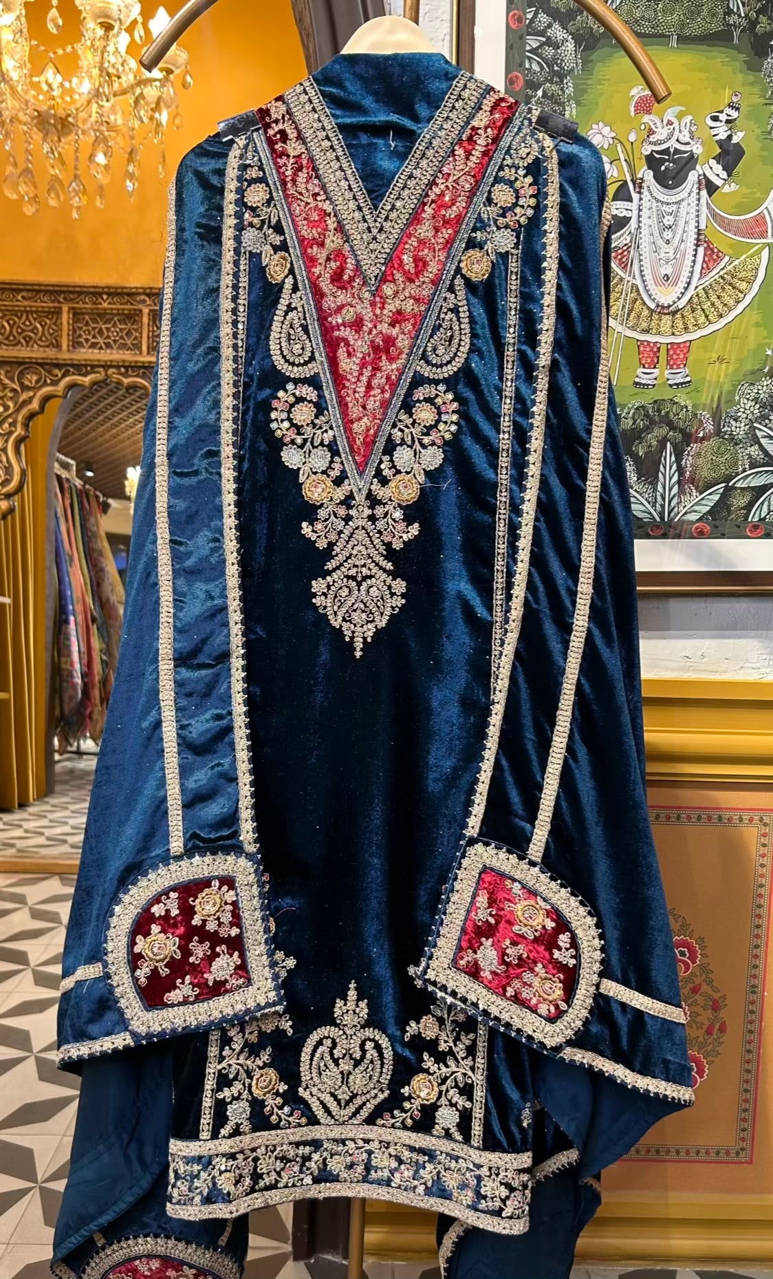 Ruhbaan Velvet Suit (Peacock Blue)