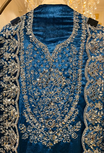 Ruhnaz Velvet Taj Suit (Blue)