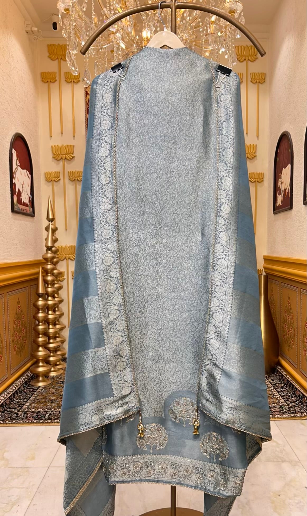 Zehraana Brocade Grace Suit (Powder Blue)