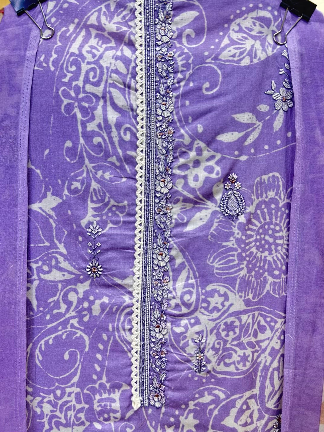 Aafiya Cotton Veil Suit (Light Purple)