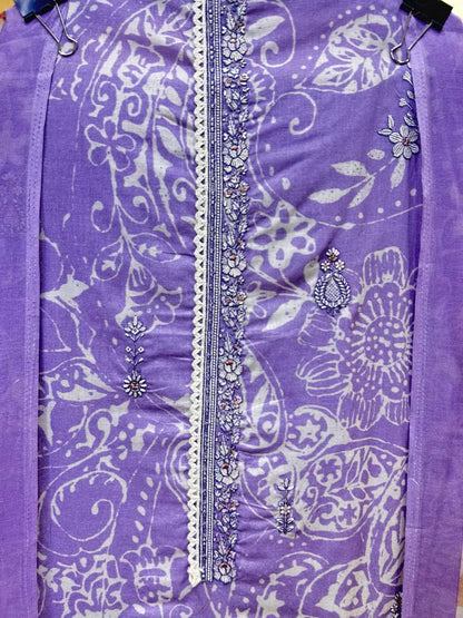 Aafiya Cotton Veil Suit (Light Purple)