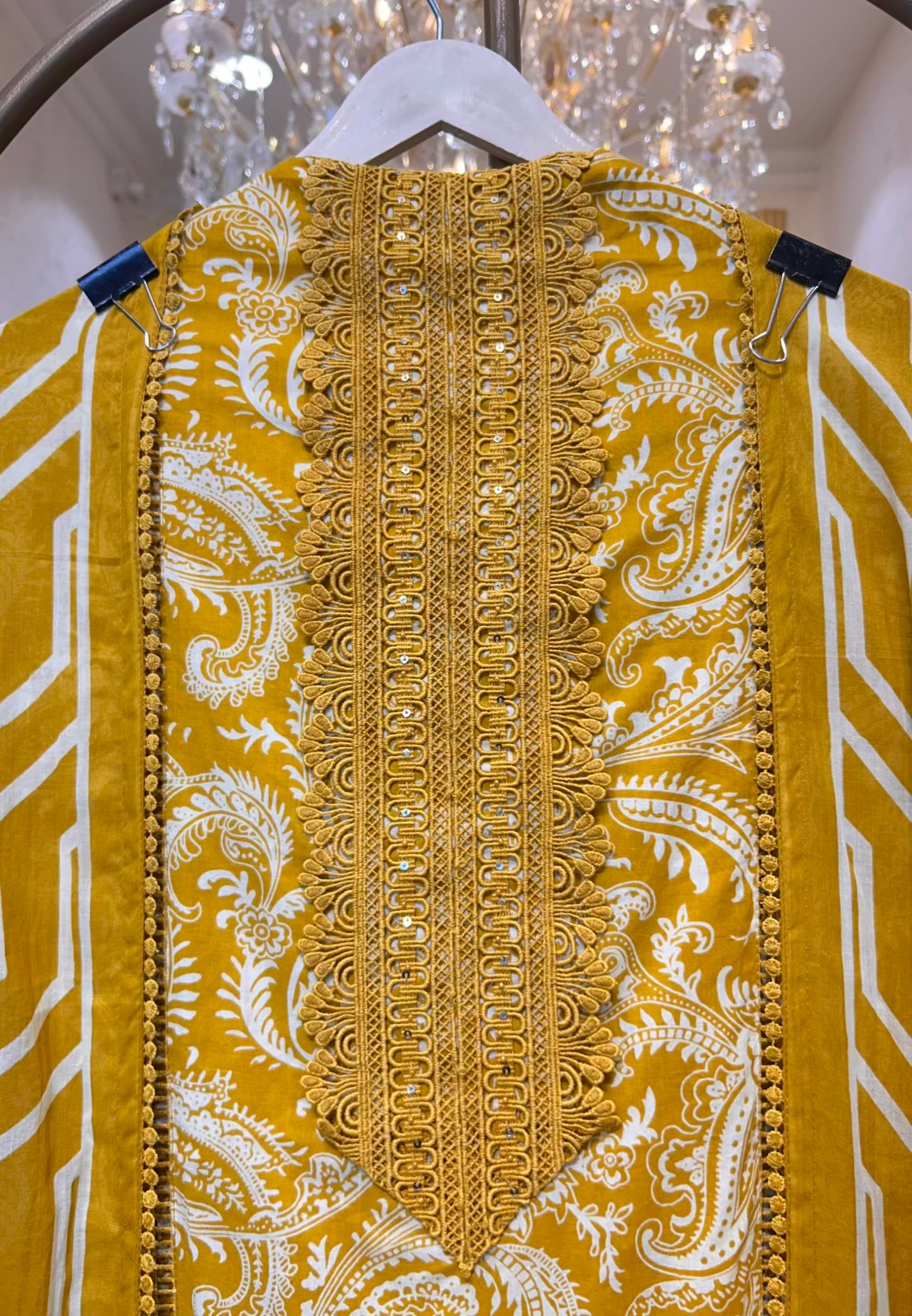 Nayara Cotton Lace Suit (Mustard)