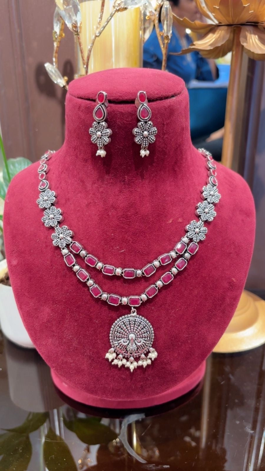 Rangmahal Oxidized Layered Necklace Set
