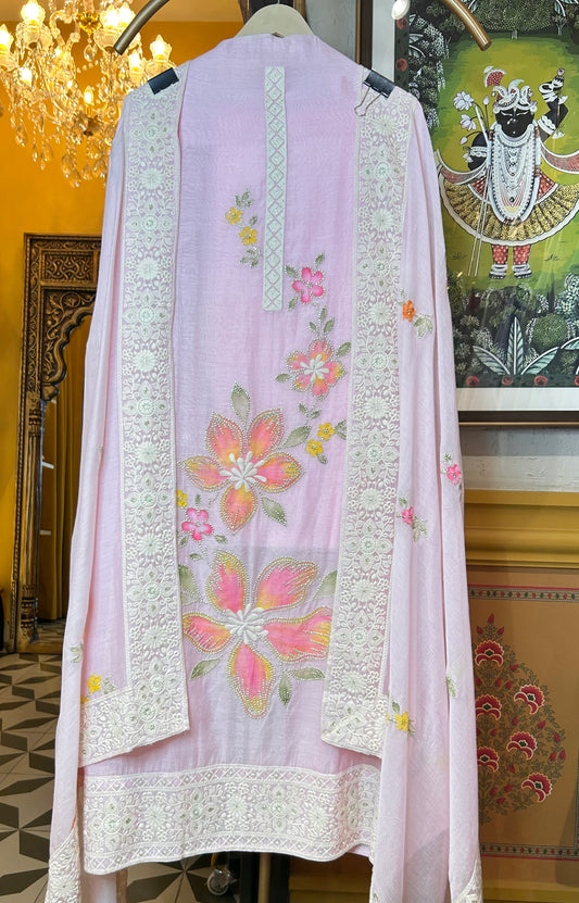 Sumbul Mul Chanderi Suit (Pink)