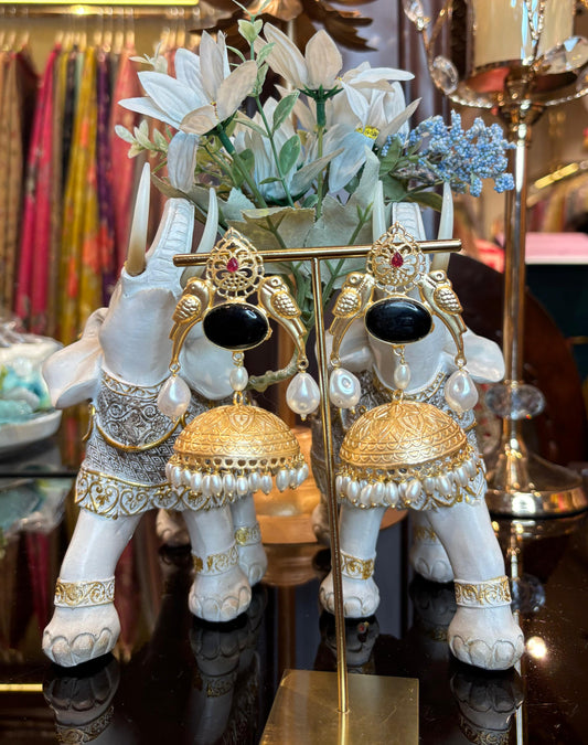 Mayura Jhumka Earrings (Black)