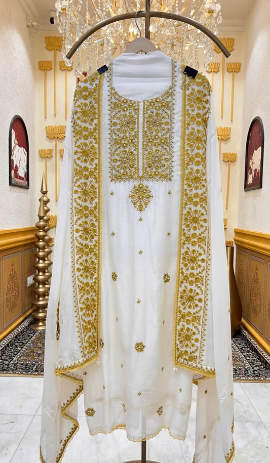 Amayra Pearl Veil Suit (Mustard)