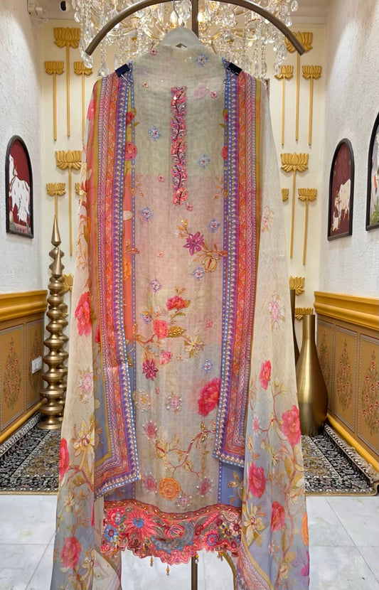 Aafreen Organza Handcrafted Suit