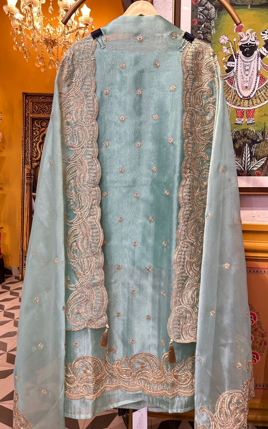 Zehnara Tissue Organza Suit (Light Green)