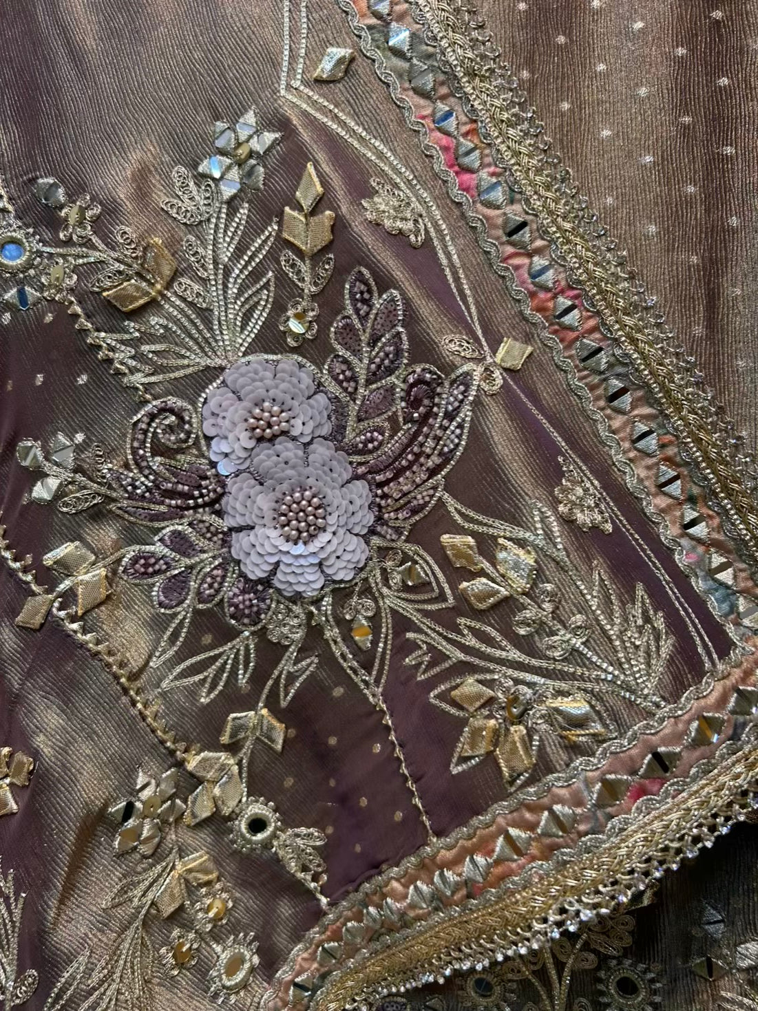 Mahzara Gota Mirror Suit (Lavender)