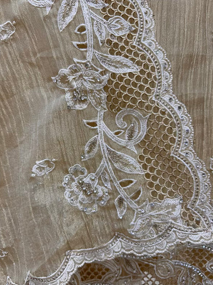 Naazira Crystal Cutwork Suit (Beige)