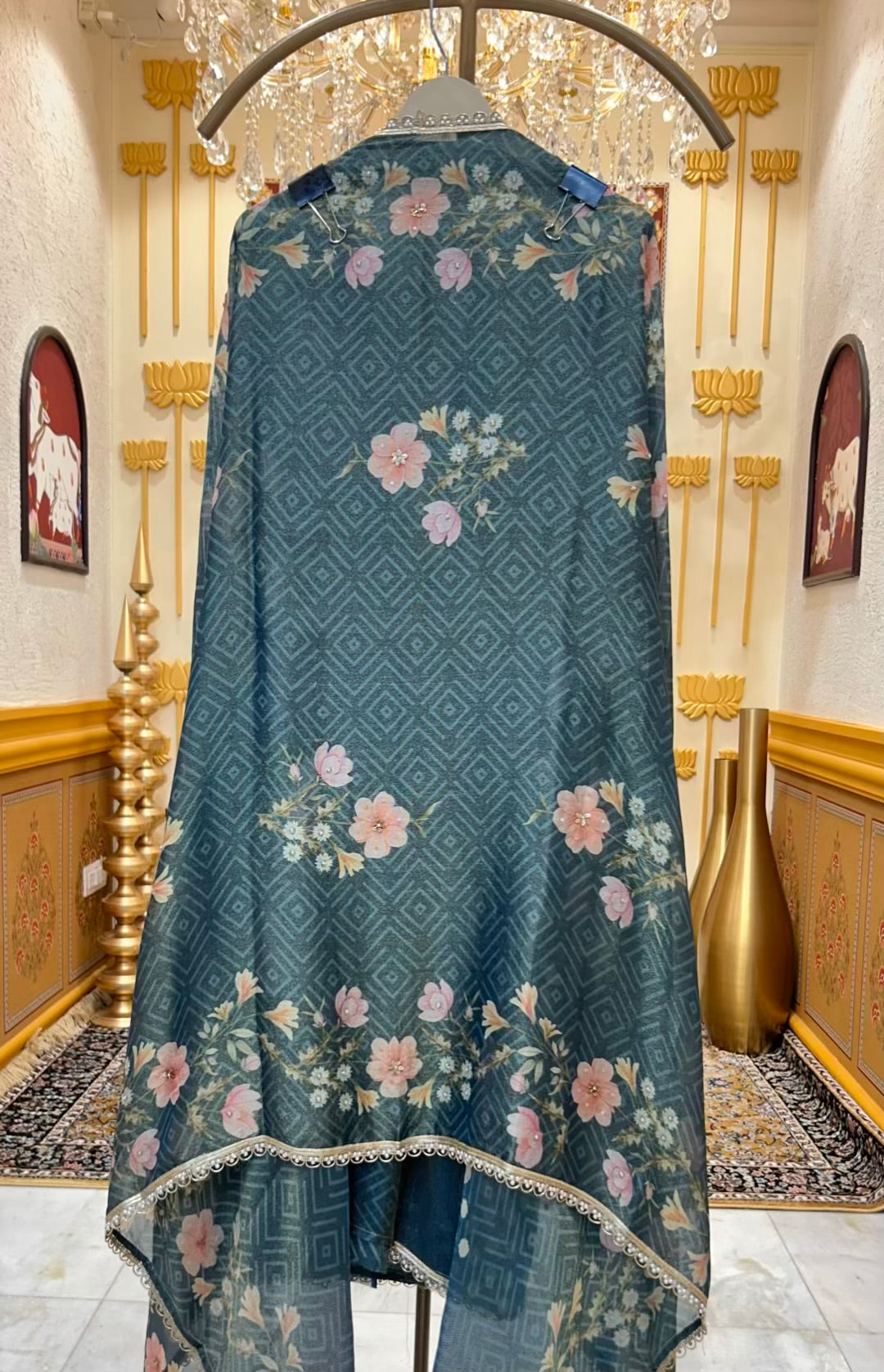 Zarveesha Handprint Élan Suit (Peacock Green)