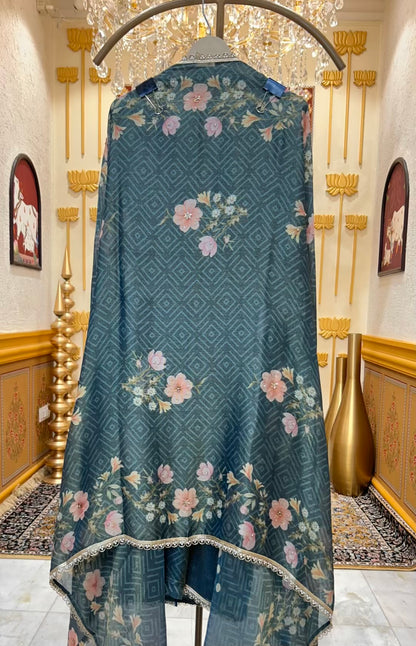 Zarveesha Handprint Élan Suit (Peacock Green)