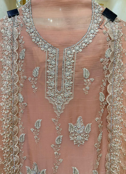 Aarifa Resham Veil Suit (Peach)