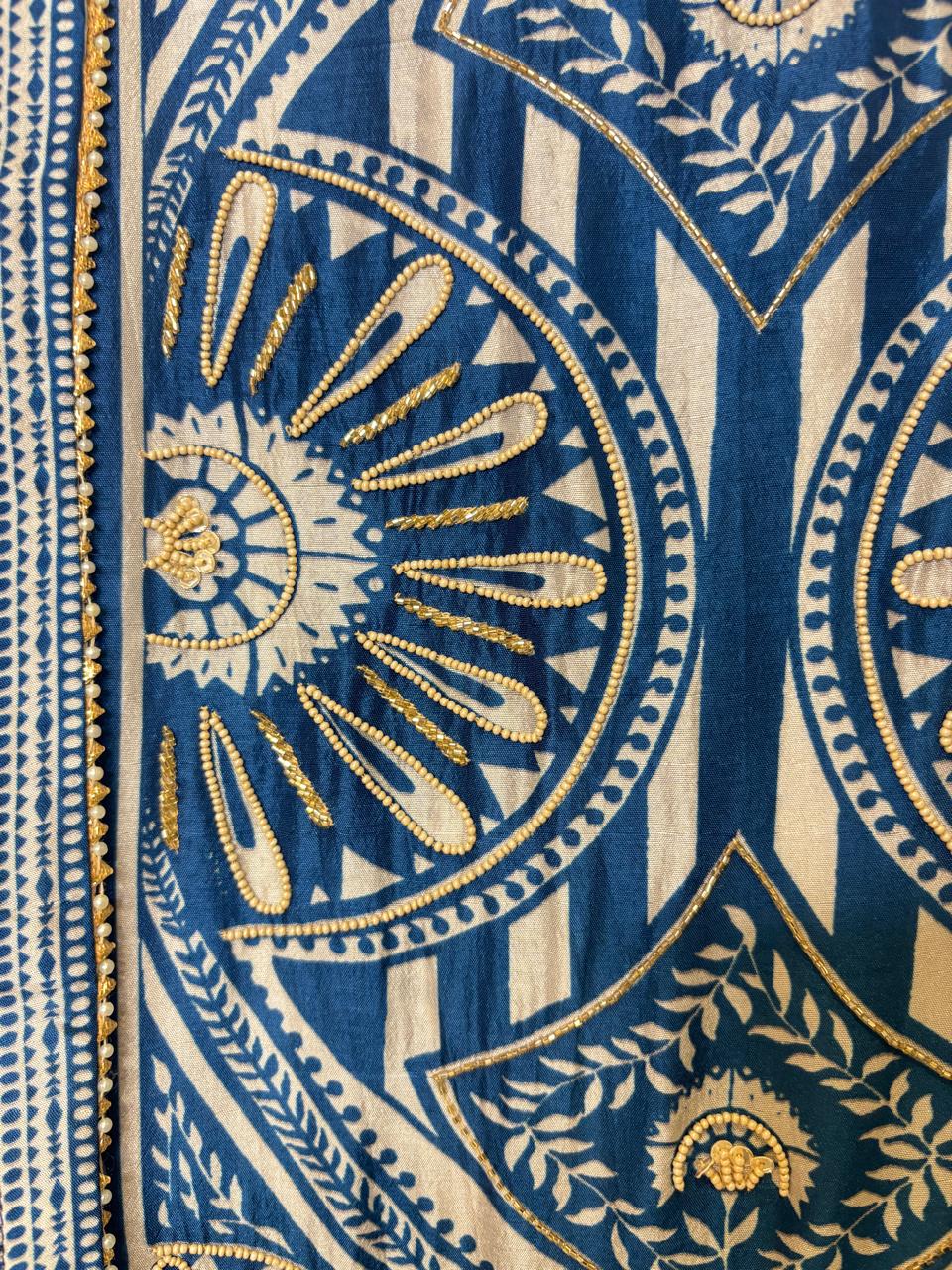Taabir Printed Suit (Peacock Blue)