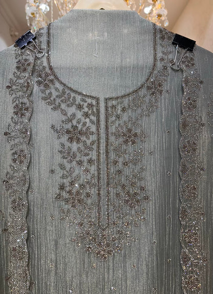 Zehraani Stone Veil Suit (Pista Green)