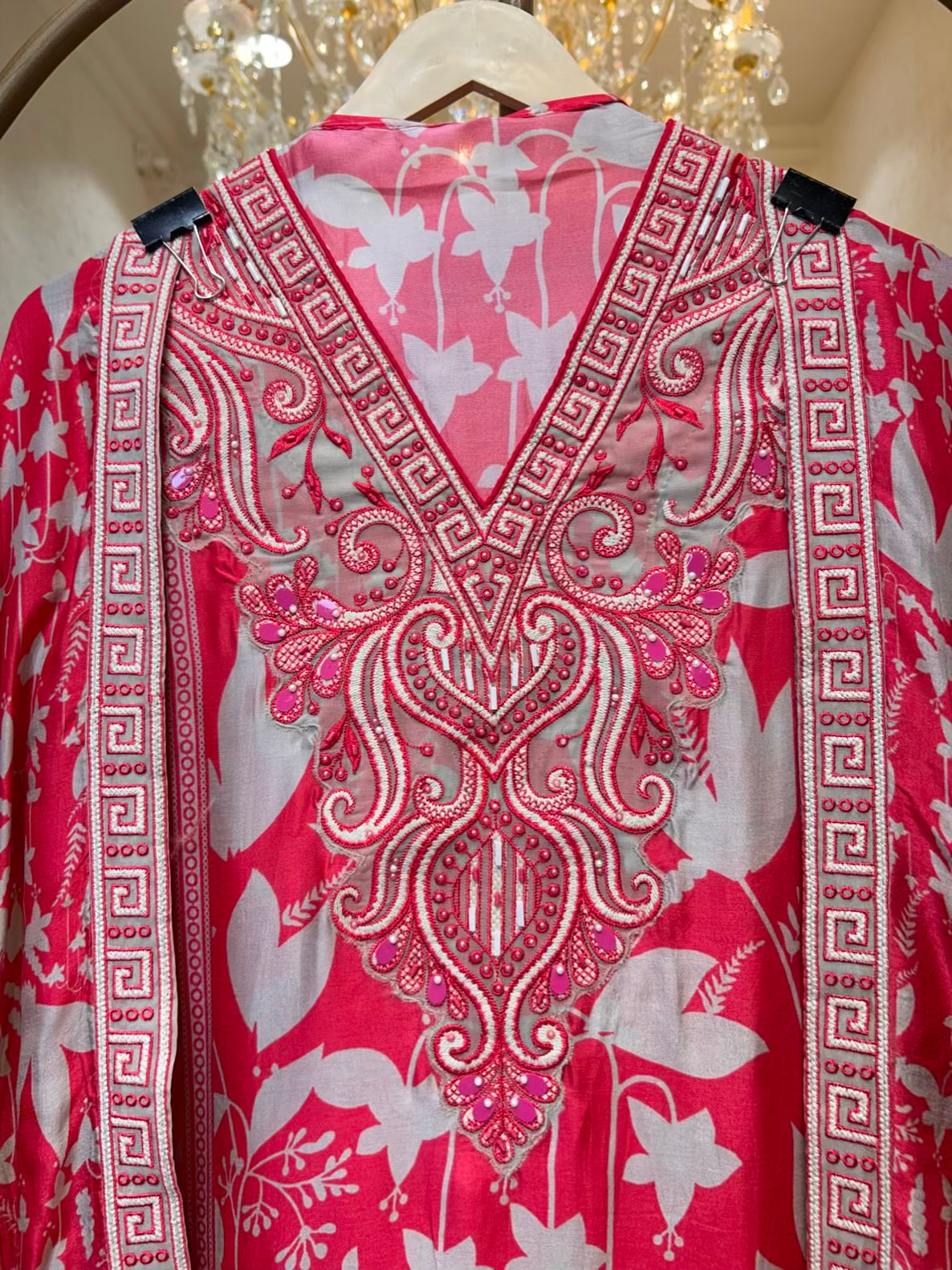 Mehruva Printed Silk Suit (Pink)