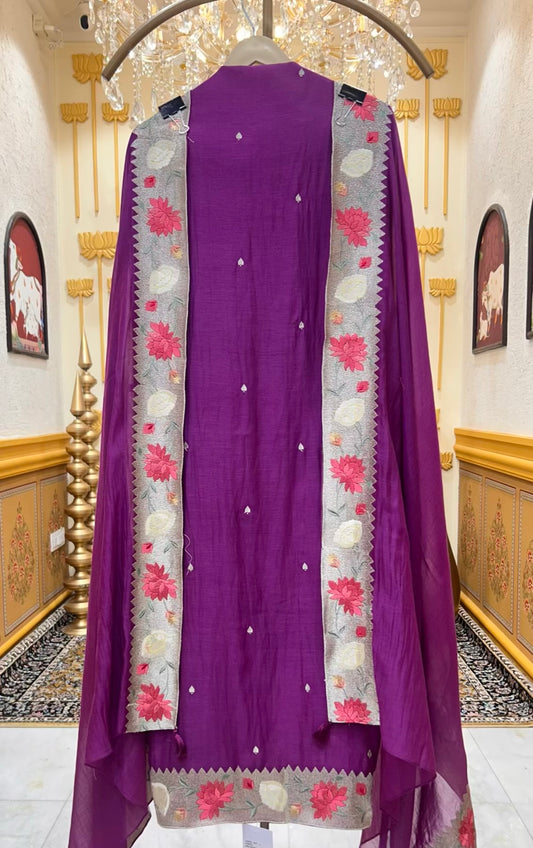 Aarini Zari Chanderi Suit (Purple)